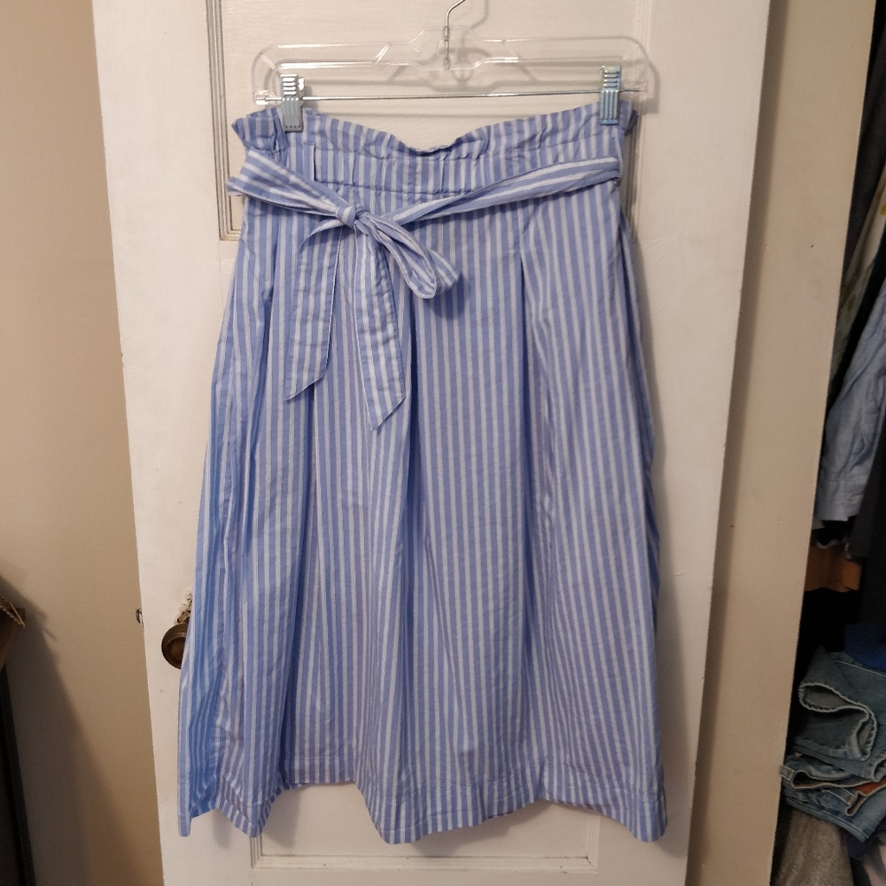 H&M Striped Midi Skirt with Tie